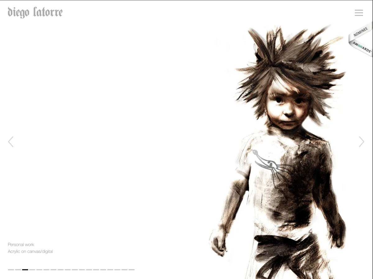 Portfolio digital para ilustrador &mdash; layout asim&eacute;trico en HTML responsive optimizado para obra sobre lienzo y t&eacute;cnica mixta digital