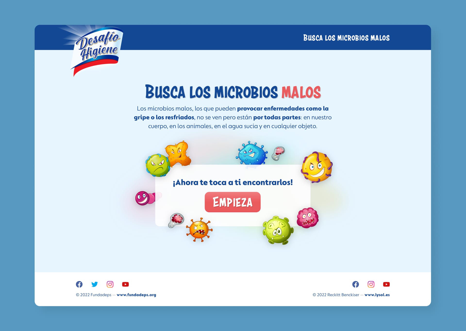 Vista web del onboarding para herramienta online de sensibilizaci&oacute;n de Lysol