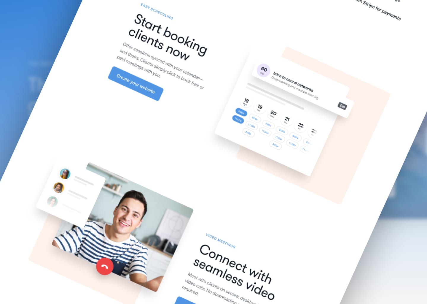 Vista detalle de funcionalidades de la app en la Landing Page.