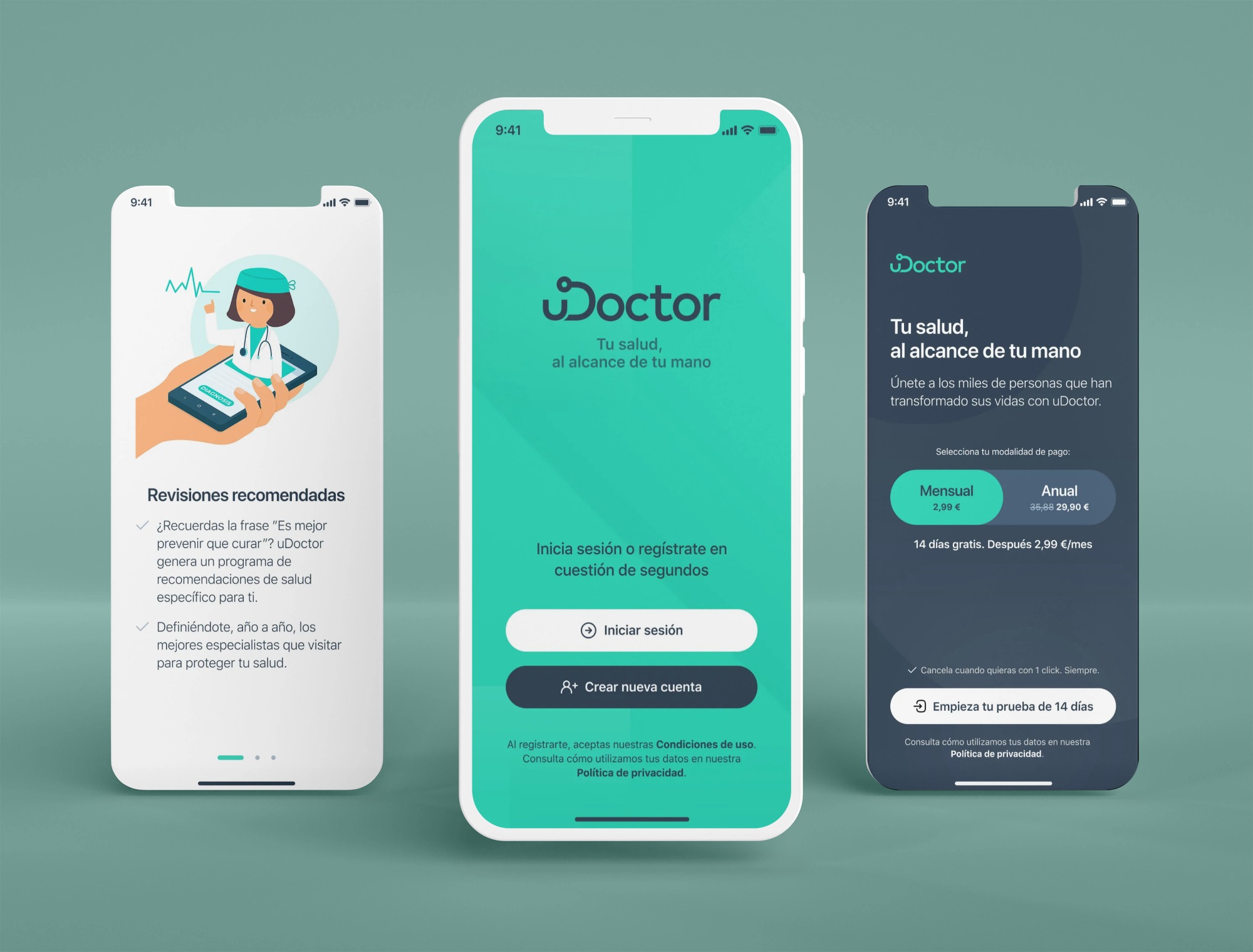 Desarrollo de la app de telemedicina con IA, vistas m&oacute;viles.